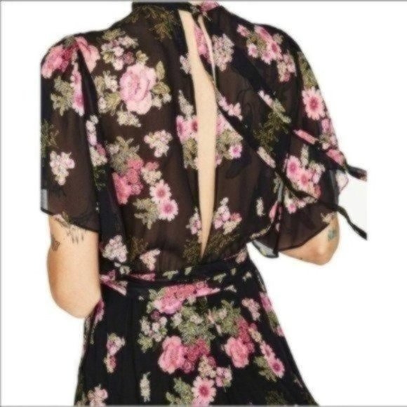 Zara Floral Ruffle Chiffon Mini Dress Small - Picture 8 of 10